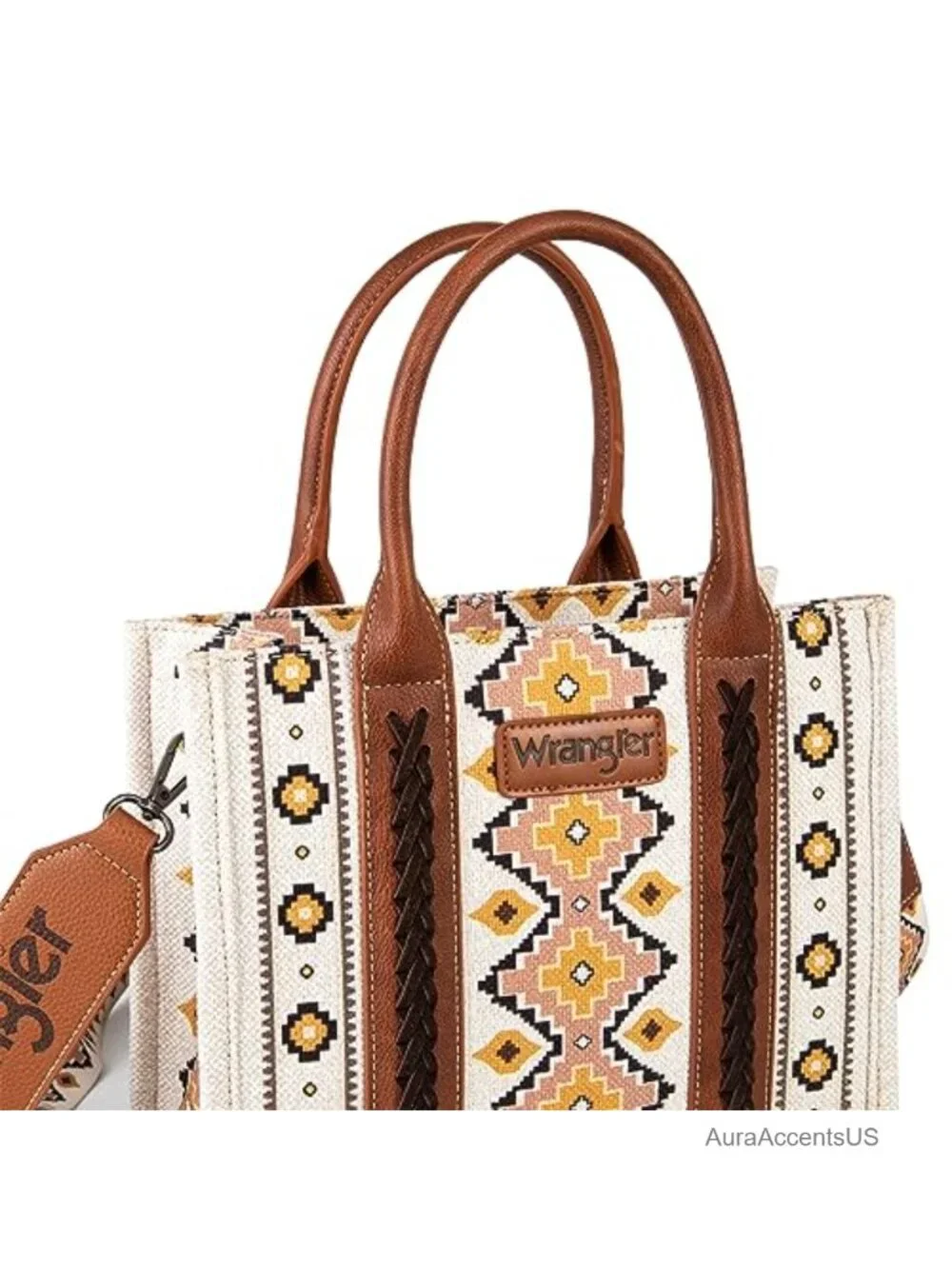 Aztec Print Hobo Tote Bag with Guitar Strap Canvas Shoulder Purse